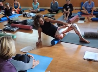 Joyce Savitz demonstrating MELT Method on roller